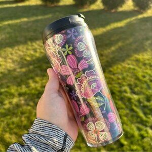 Vera Bradley | "Pirouette Pink" Black & Pink Floral Travel Mug | Size 16 Oz